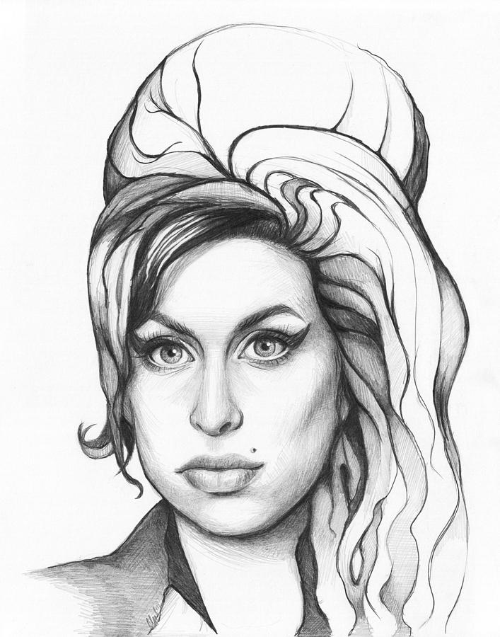 Music Drawing - Amy Winehouse by Olga Shvartsur