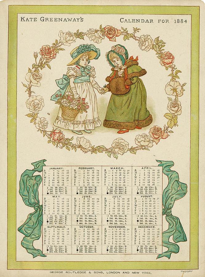 An 1884 Calendar By Kate Greenaway Drawing by Mary Evans Picture