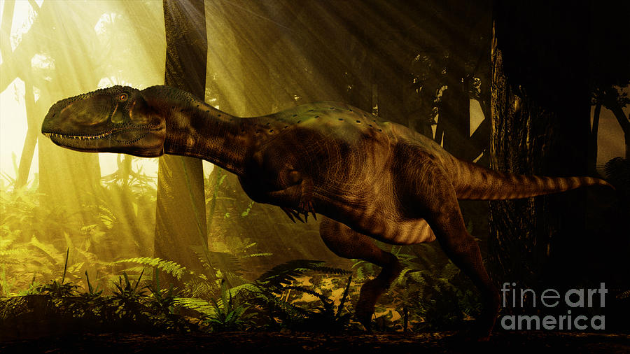 Wildlife Digital Art - An Abelisaurus Moves Stealthily Though by Philip Brownlow