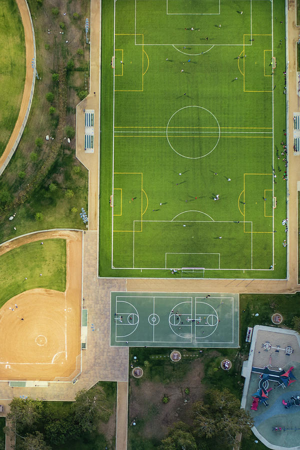 An Aerial View Of Soccer And Baseball Photograph by Michael H