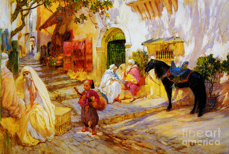 Frederick Arthur Bridgman Painting - An Algerian Street  by Celestial Images