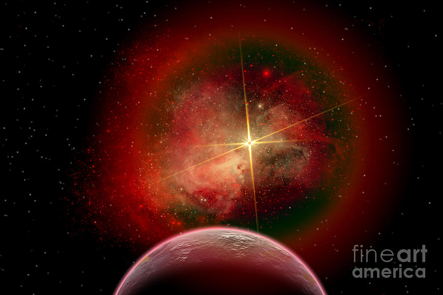 An Alien Planet And Its Nebulous Sun Digital Art