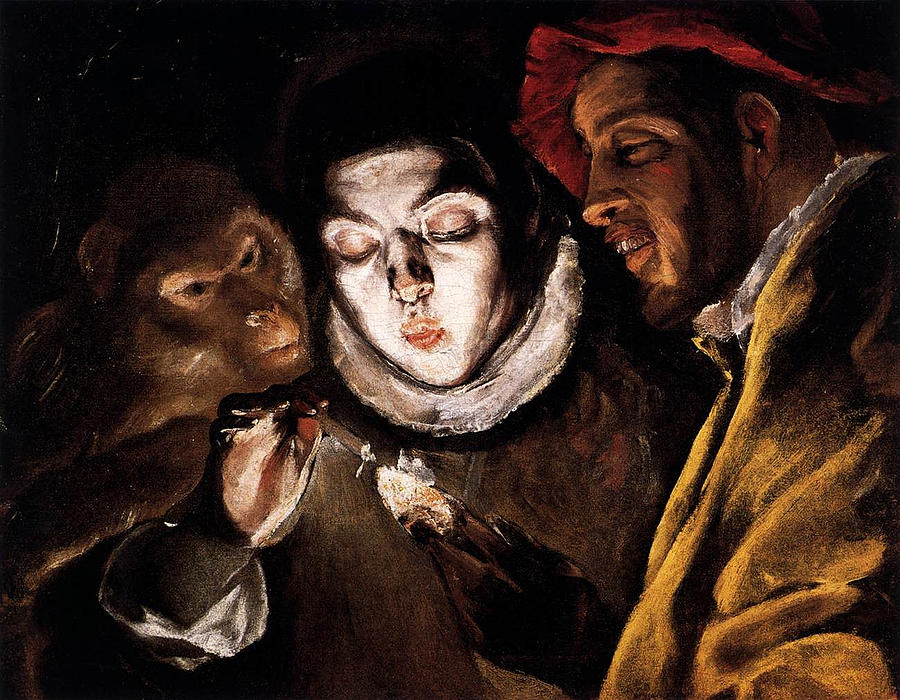 An Allegory with a Boy Lighting a Candle in the Company of an Ape and a Fool Painting by El Greco