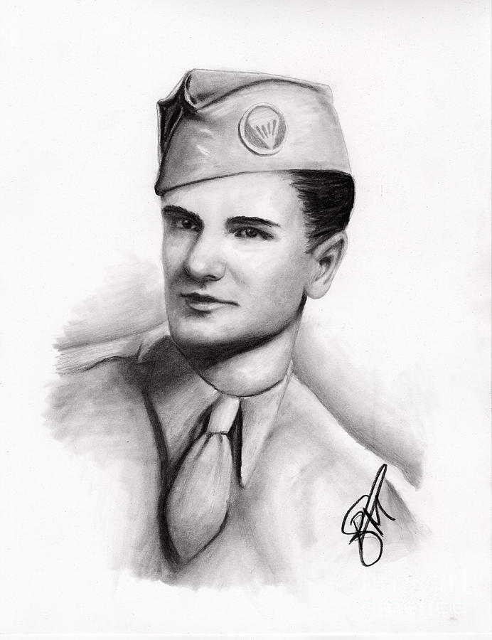 Ww2 Drawing - An American Hero by Rosalinda Markle Ww2 Drawing - An American Hero by Rosalinda Markle