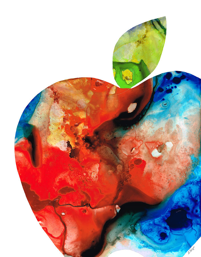 An Apple A Day - Colorful Fruit Art By Sharon Cummings  Painting by Sharon Cummings