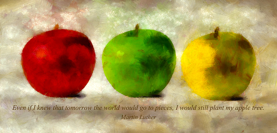 Still Life Mixed Media - An Apple A Day With Martin Luther by Angelina Tamez