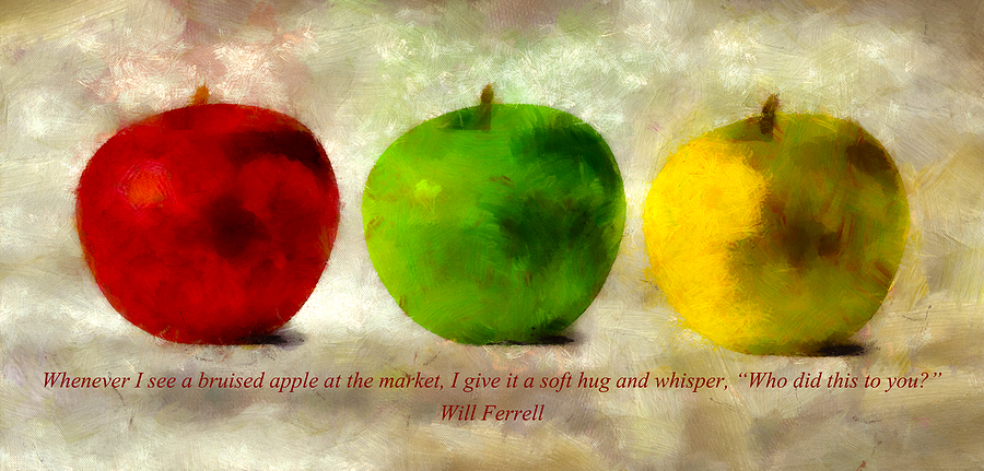 An Apple A Day With Will Ferrell Mixed Media by Angelina Tamez