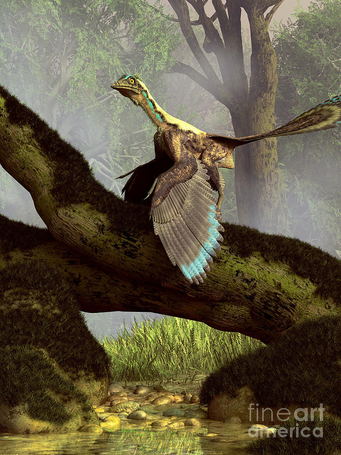 An Archaeopteryx On A Log Digital Art By Daniel Eskridge - Fine Art America