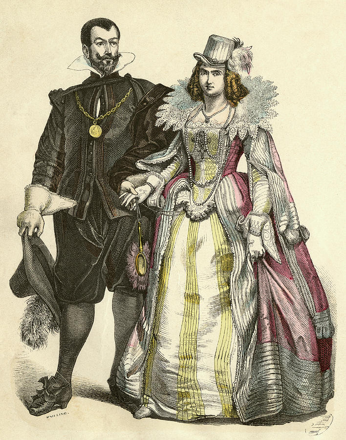 An Aristocratic Spanish Couple Drawing by Mary Evans Picture Library