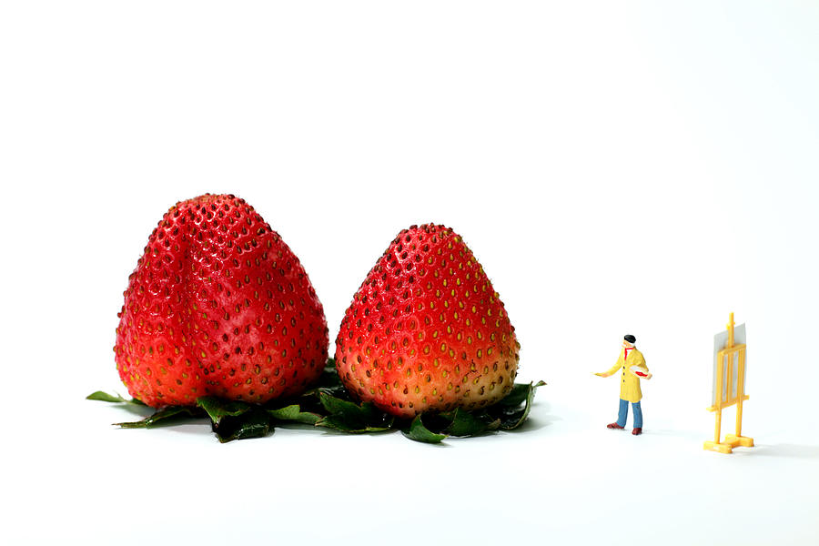 Strawberry Painting - An Artist drawing strawberries by Paul Ge