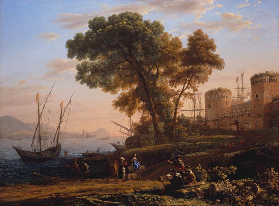 Sunset Photograph - An Artist Studying From Nature, 1639 Oil On Canvas by Claude Lorrain