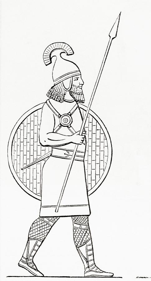 An Assyrian Spearman. From The Imperial Bible Dictionary, Published ...