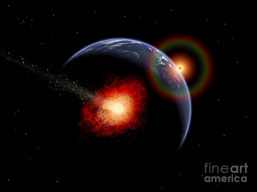 An Asteroid Hitting The Earth Digital Art