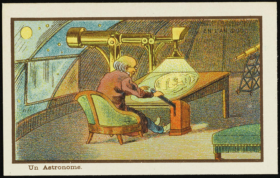 An Astronomer At Work, Using Drawing by Mary Evans Picture Library ...