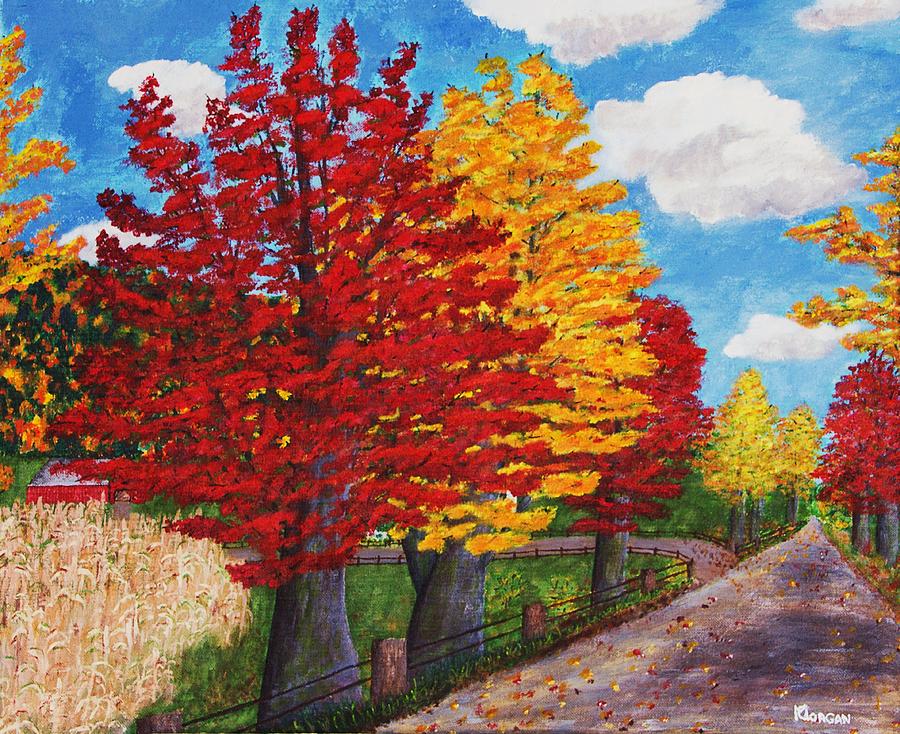 An Autumn Drive Painting by Cynthia Morgan
