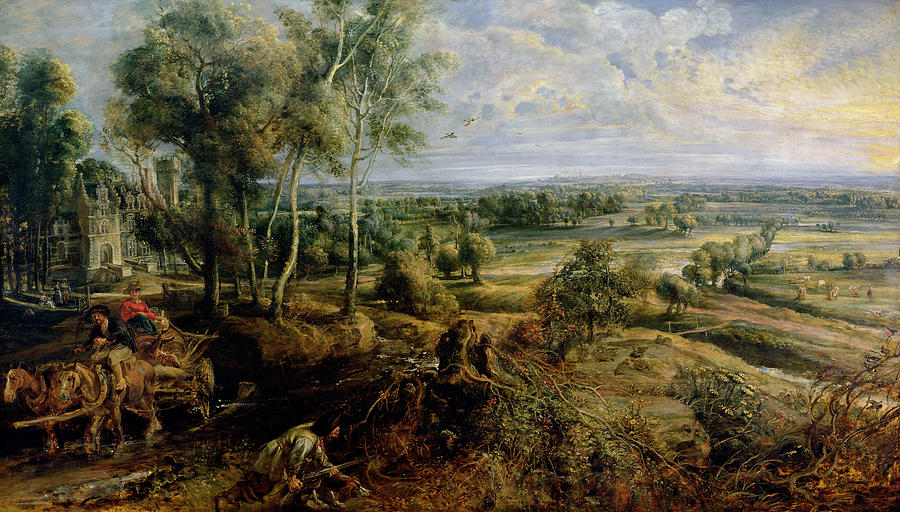 Castle Photograph - An Autumn Landscape With A View Of Het Steen In The Early Morning, C.1636 Oil On Panel by Peter Paul Rubens