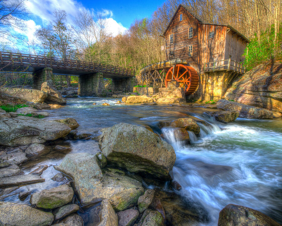 Fall Photograph - An early Spring morning at the Glade Creek Grist Mill. by Michael Bowen