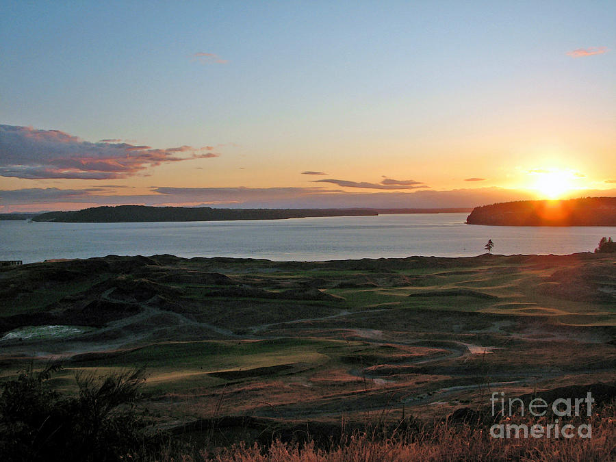 Golf Photograph - An Early Summer Sunset - Chambers Bay Golf Course by Chris Anderson
