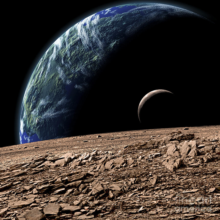 Science Fiction Digital Art - An Earth-like Planet In Deep Space by Marc Ward