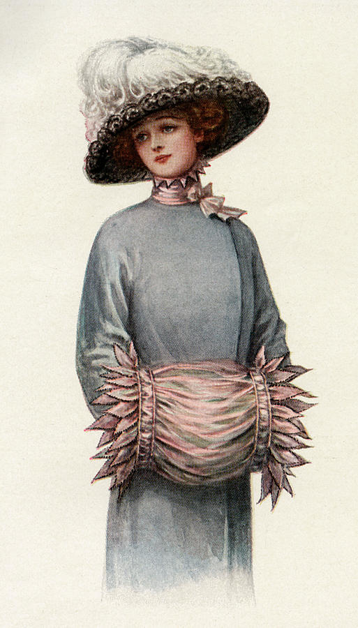 An Edwardian Lady Wearing A Pale Pink Drawing by Mary Evans Picture ...