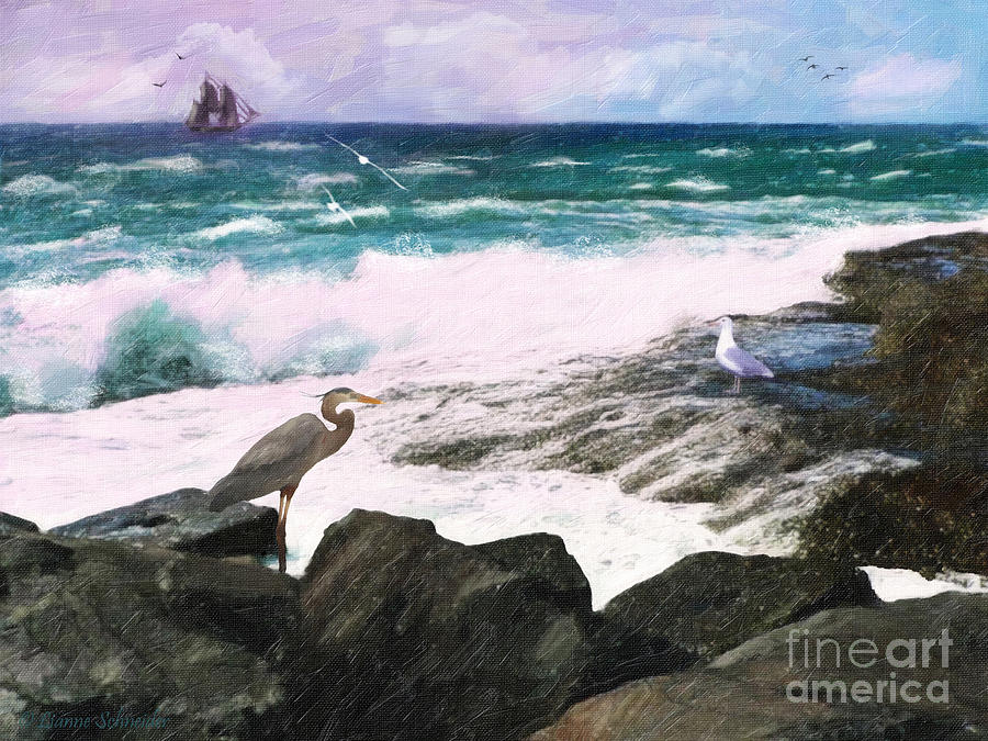 An Egrets View Seascape Digital Art by Lianne Schneider