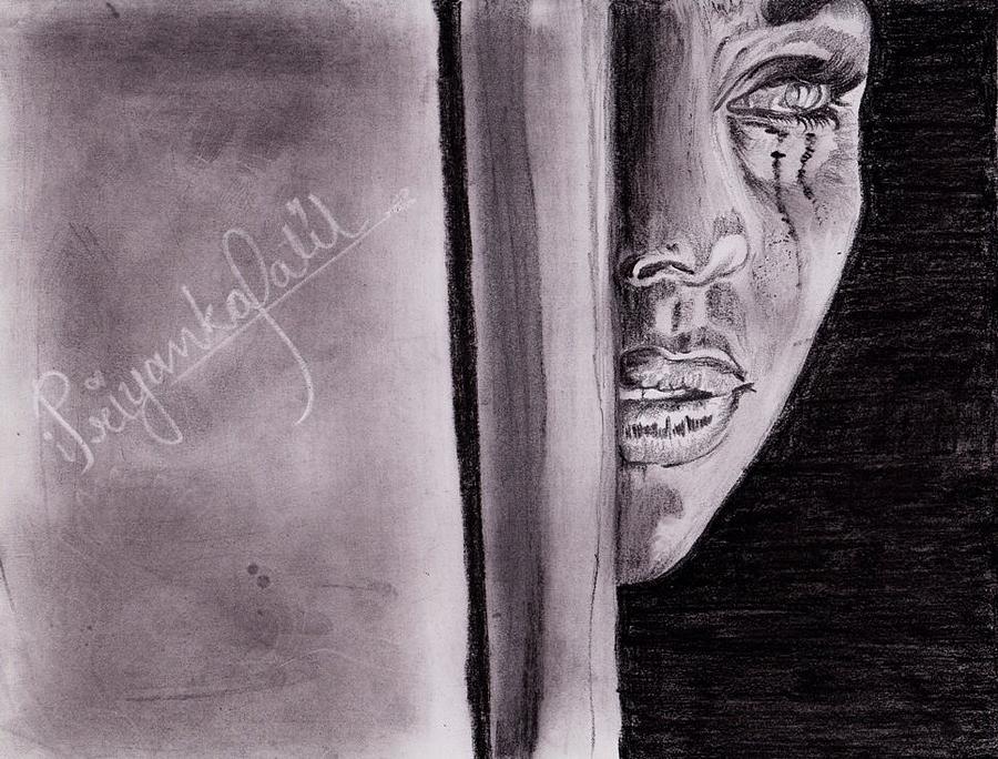 Crying Drawing - An Emotional Girl by Priyanka Patil 