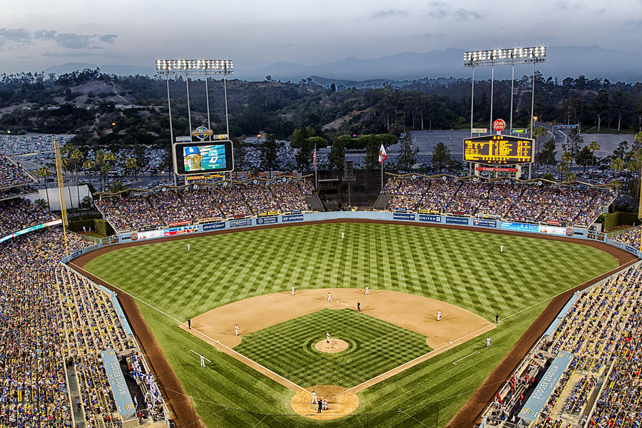 Los Angeles Photograph - An Evening at Dodger Stadium by Mountain Dreams