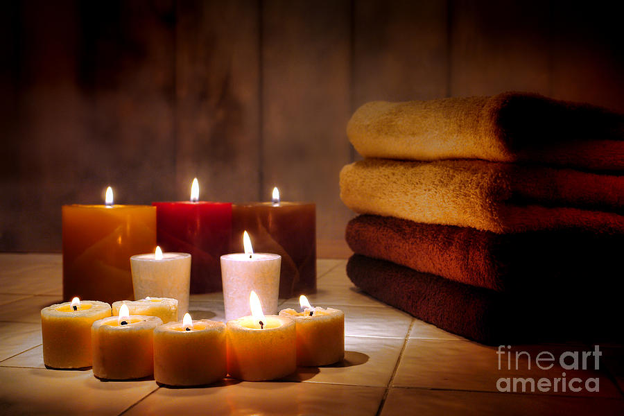 Candle Photograph - An Evening at the Spa by Olivier Le Queinec