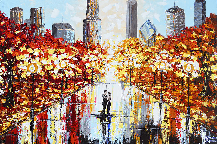 Abstract Painting - An Evening in the City by Christine Bell