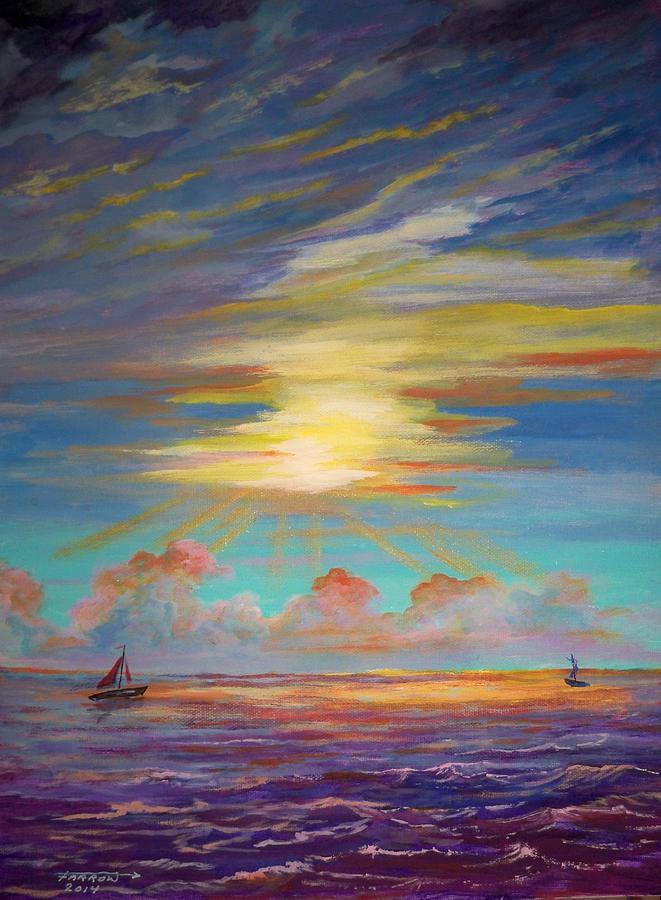Sail Boat Painting - An Evening Sail by Dave Farrow