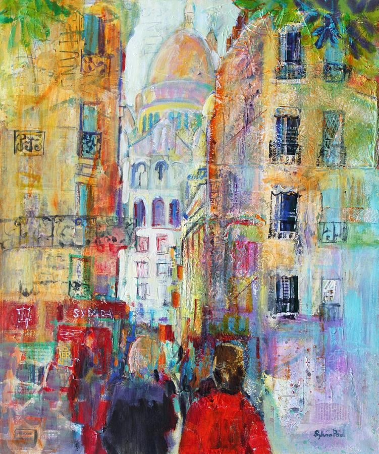 An Evening Walk to Sacre Coeur Painting by Sylvia Paul