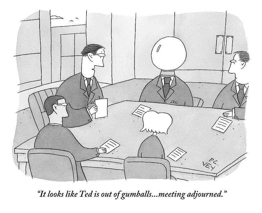 An Executive At A Board Meeting Threateningly Drawing by Peter C. Vey
