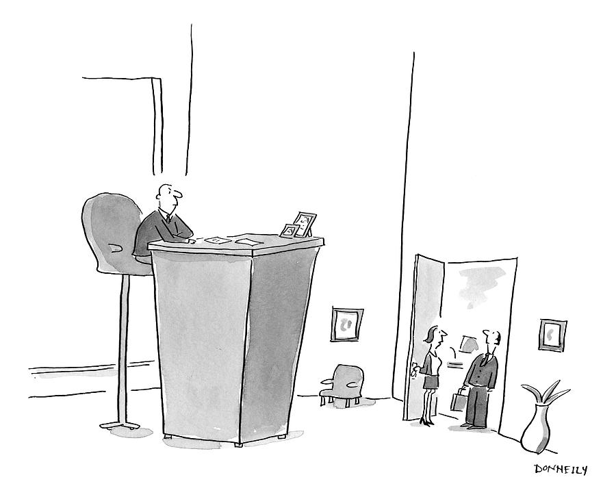 An Executive Is Seated At An Extremely Raised Drawing by Liza Donnelly An Executive Is Seated At An Extremely Raised Drawing by Liza Donnelly