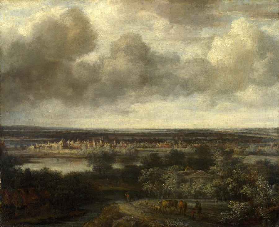 Beautiful Painting - An Extensive Landscape with a Town by Philips Koninck