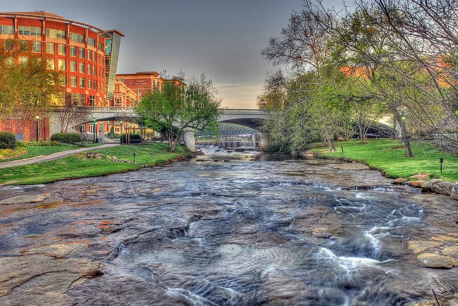 Landscape Photograph - An HDR Image of the Reedy River in Downtown Greenville SC  by Willie Harper