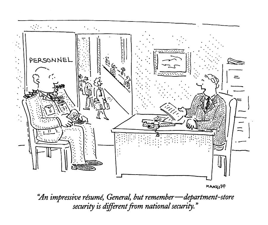 Personnel Drawing - An Impressive Resume by Robert Mankoff Personnel Drawing - An Impressive Resume by Robert Mankoff