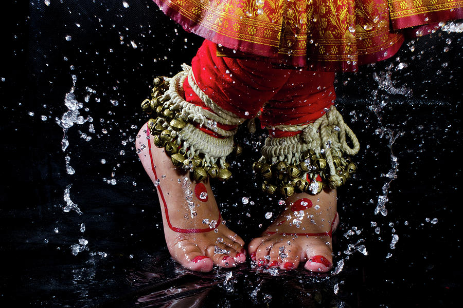 An Indian Woman Dancing During Rain Photograph by Subir Basak