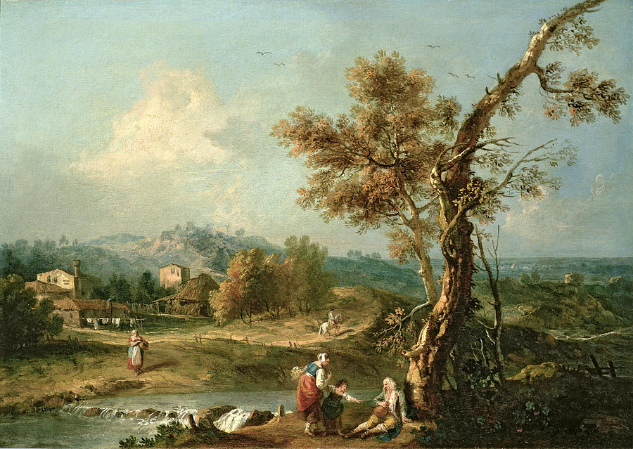 An Italianate River Landscape With Travellers Photograph by Francesco Zuccarelli