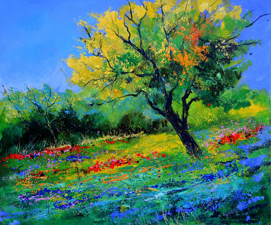 Landscape Painting - An oak amid flowers in Texas by Pol Ledent