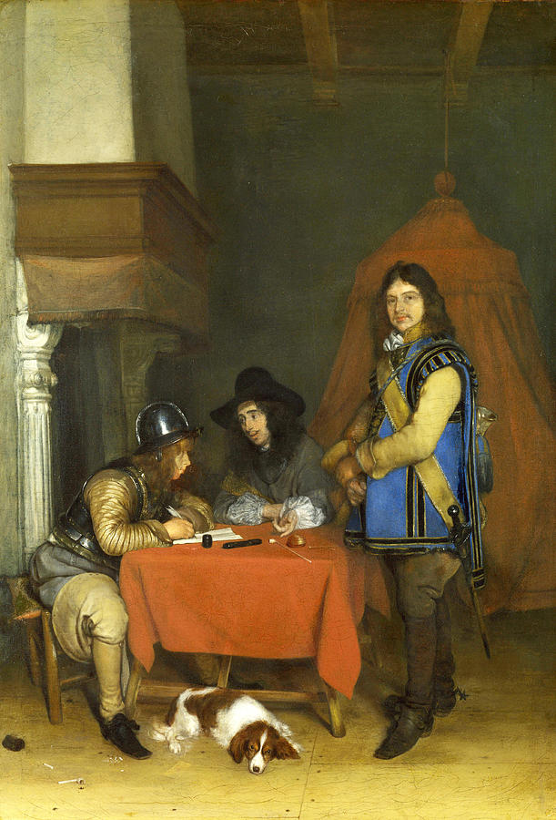 An Officer dictating a Letter Painting by Gerard ter Borch