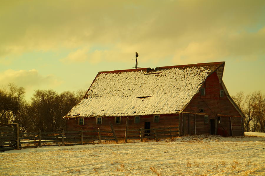 An Old Barn Just After An Early Spring Snow In Keene North Dakota  Photograph by Jeff Swan