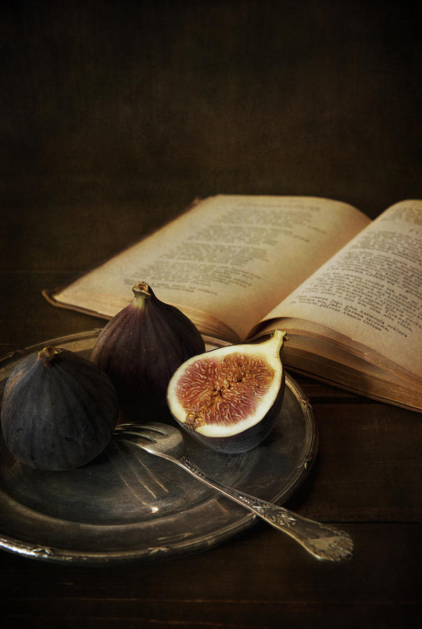 An old books and fresh figs Photograph by Jaroslaw Blaminsky