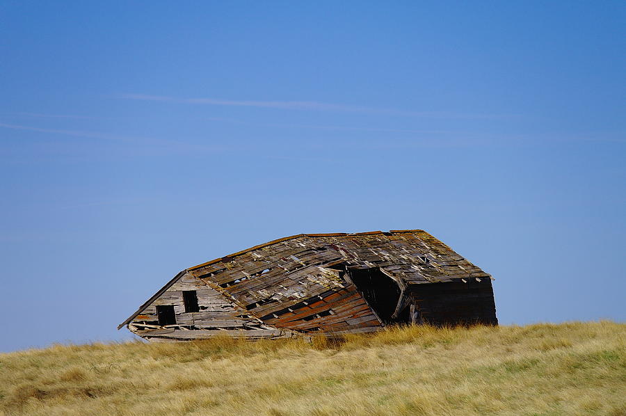Barn Photograph - An Old Fallen Barn by Jeff Swan