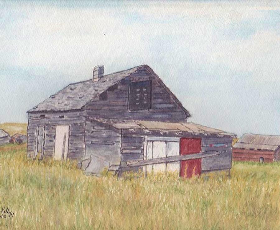 An old memory home in the Grand Prairies Painting by Kelly Mills