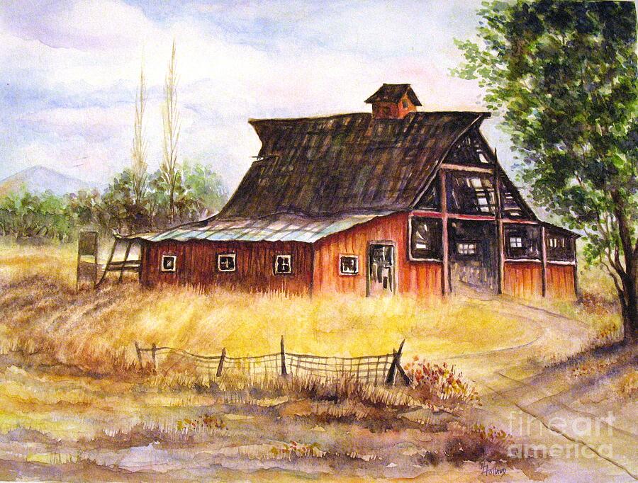 An Old Red Barn Painting by Hazel Holland