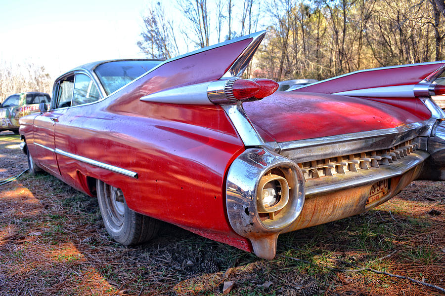 Cadillac Photograph - An Old Red Cadillac by Greg and Chrystal Mimbs