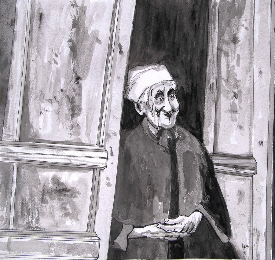 An Old Sephardic Woman Painting by Esther Newman-Cohen