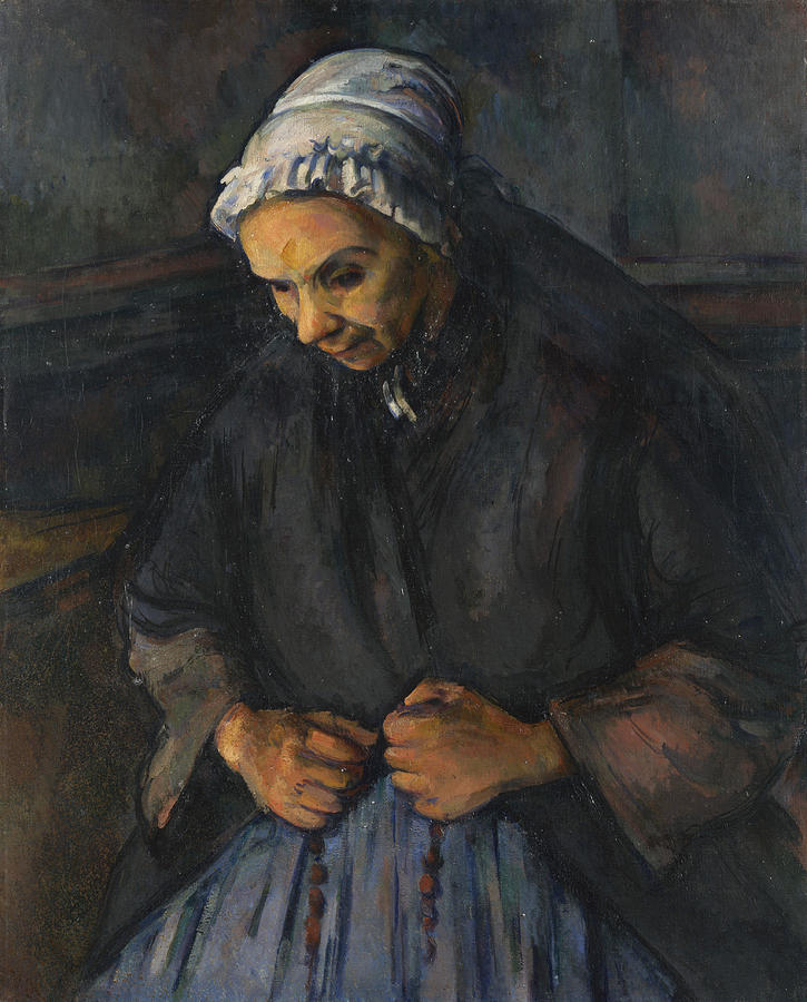 An Old Woman with a Rosary Painting by Paul Cezanne