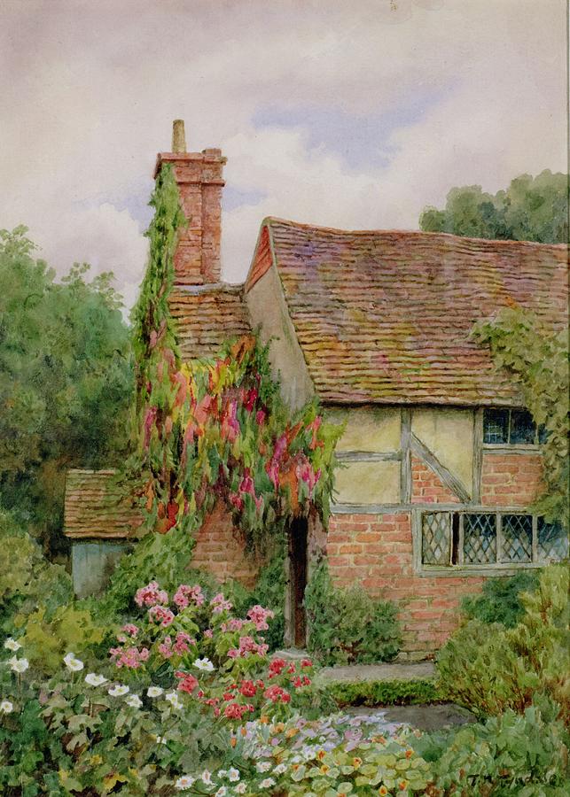 Flower Painting - An Old World Cottage Garden by Thomas Nicholson Tyndale