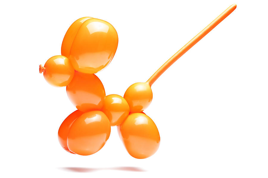 An orange dog with a long tail made out of a balloon Photograph by Flubydust